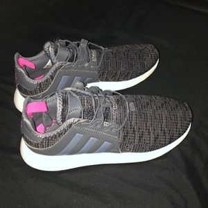 Girls pink and gray adidas sneakers